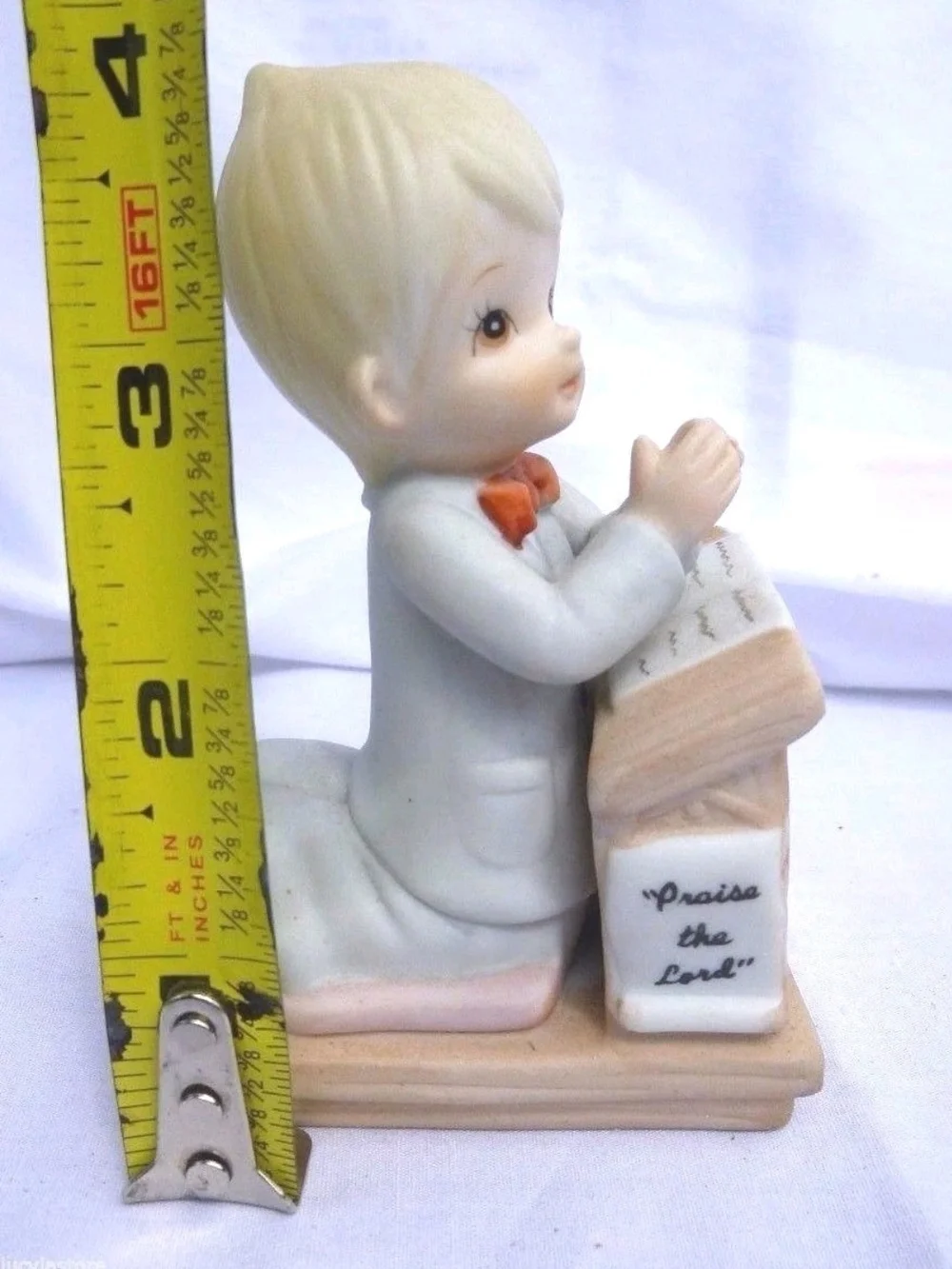 Vintage Lefton Prayer Boy Baby Piano Figurine Bisque Treasures Collection 1984